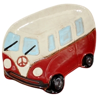 Peace Van Ceramic Plate Red