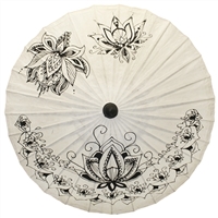 Lotus Garden Natural Paper Parasol