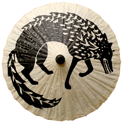 Scandi Wolf Paper Natural Parasol