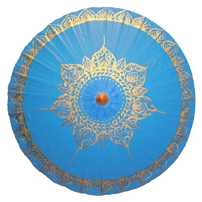 Gold Tibetan Flame Blue Parasol Canvas